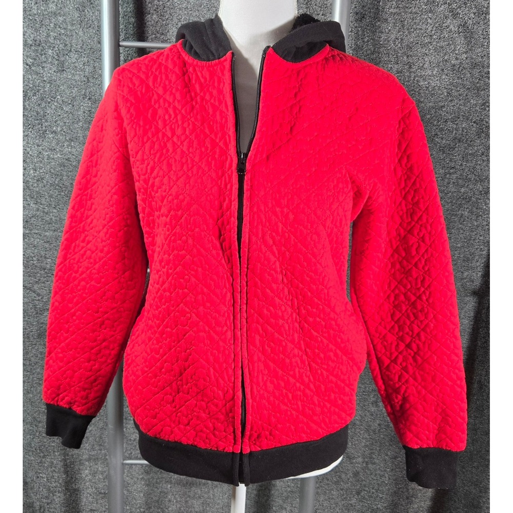 Disney Mickey Mouse Red Quilted Sherpa Lined Full Zip Hoodie Kids XL